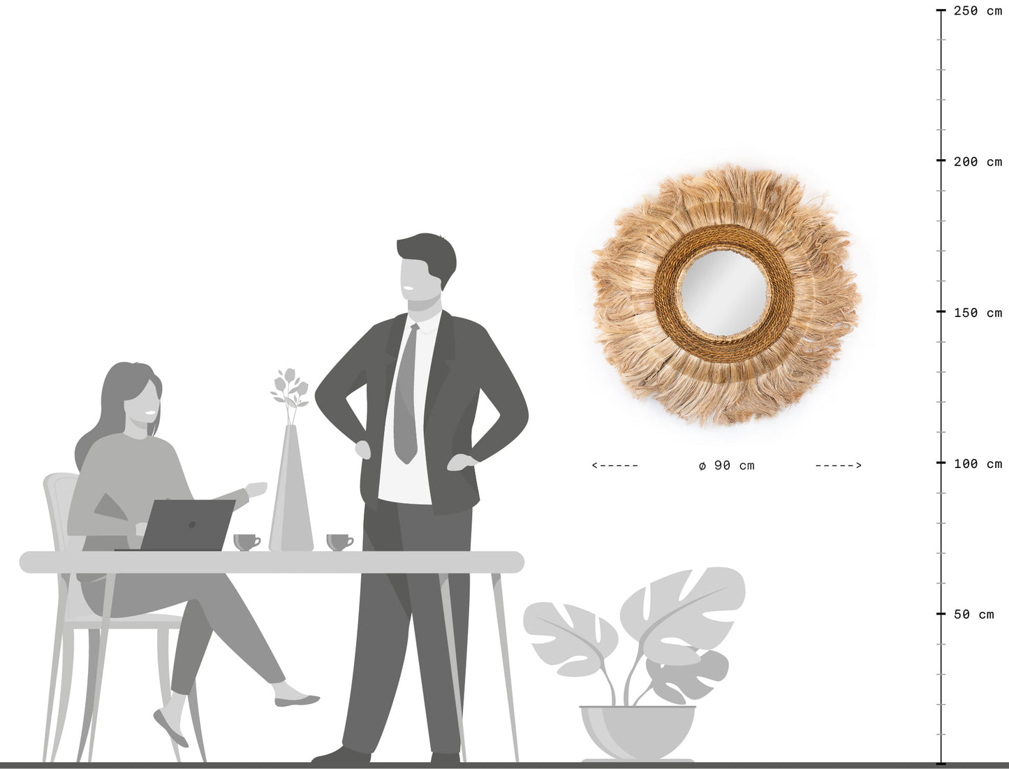 APVALUS DEKORATYVINIS BOHO VEIDRODIS DONG NUSA (90 CM)