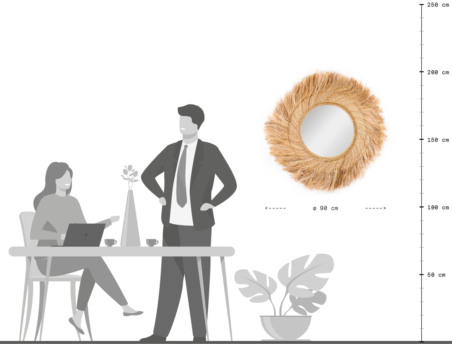 APVALUS DEKORATYVINIS BOHO VEIDRODIS ADANA MALUKU (90 CM)