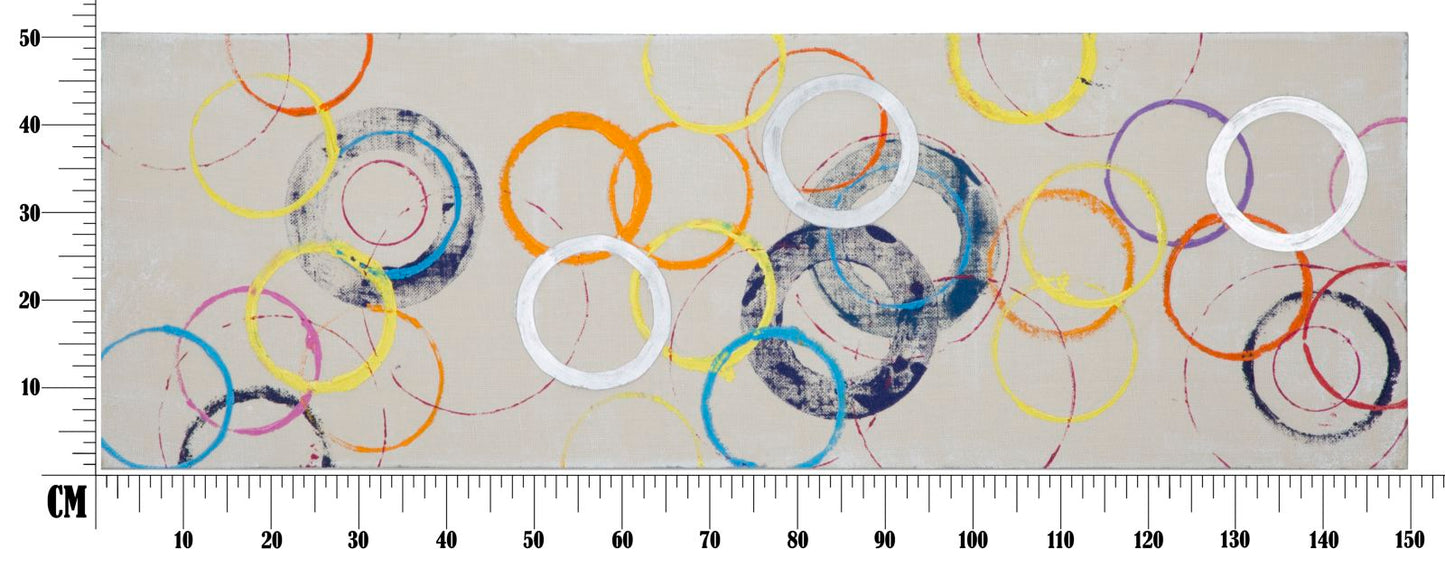 Nudažytos ant drobės plūduriuojančių žiedų -b- cm 150x3x50