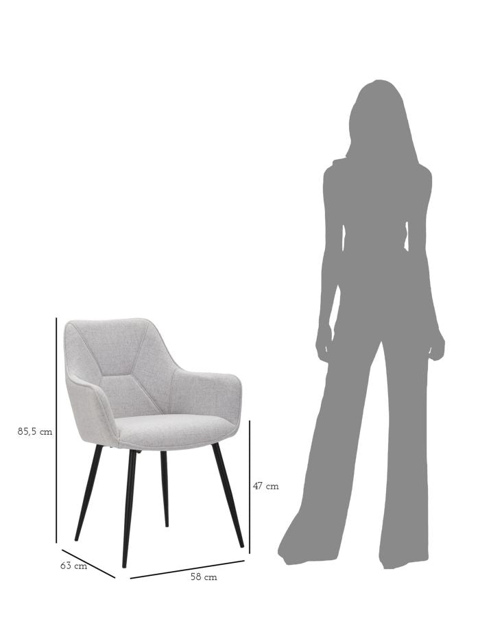 Valgomojo kėdžių rinkinys „Vicenza Grey“ 2 vnt. 58x63x85,5 cm