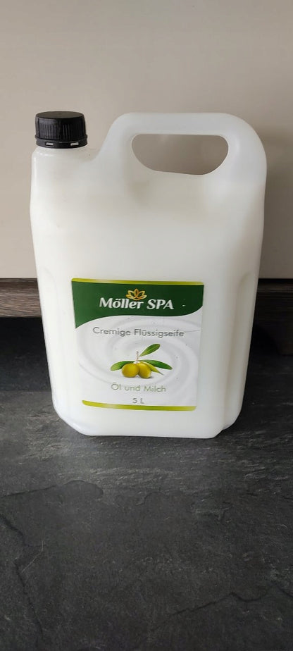 Möller SPA kreminis skystas rankų muilas su pieno baltymais ir alyvuogių ekstraktu 5l.