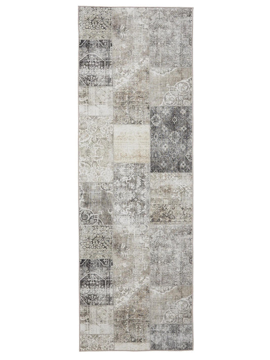 George pilkos spalvos pailgas kvadrato raštais 80x240 cm