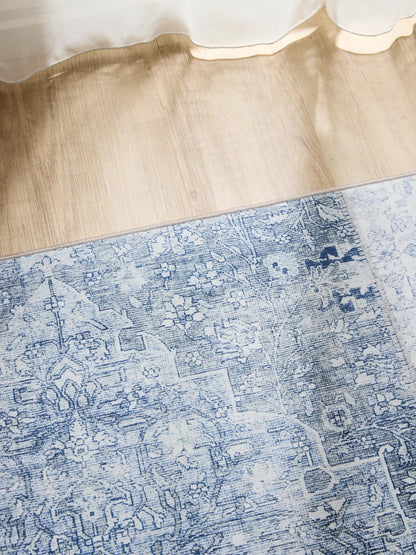 George mėlynos spalvos pailgas kvadrato raštais 80x240 cm