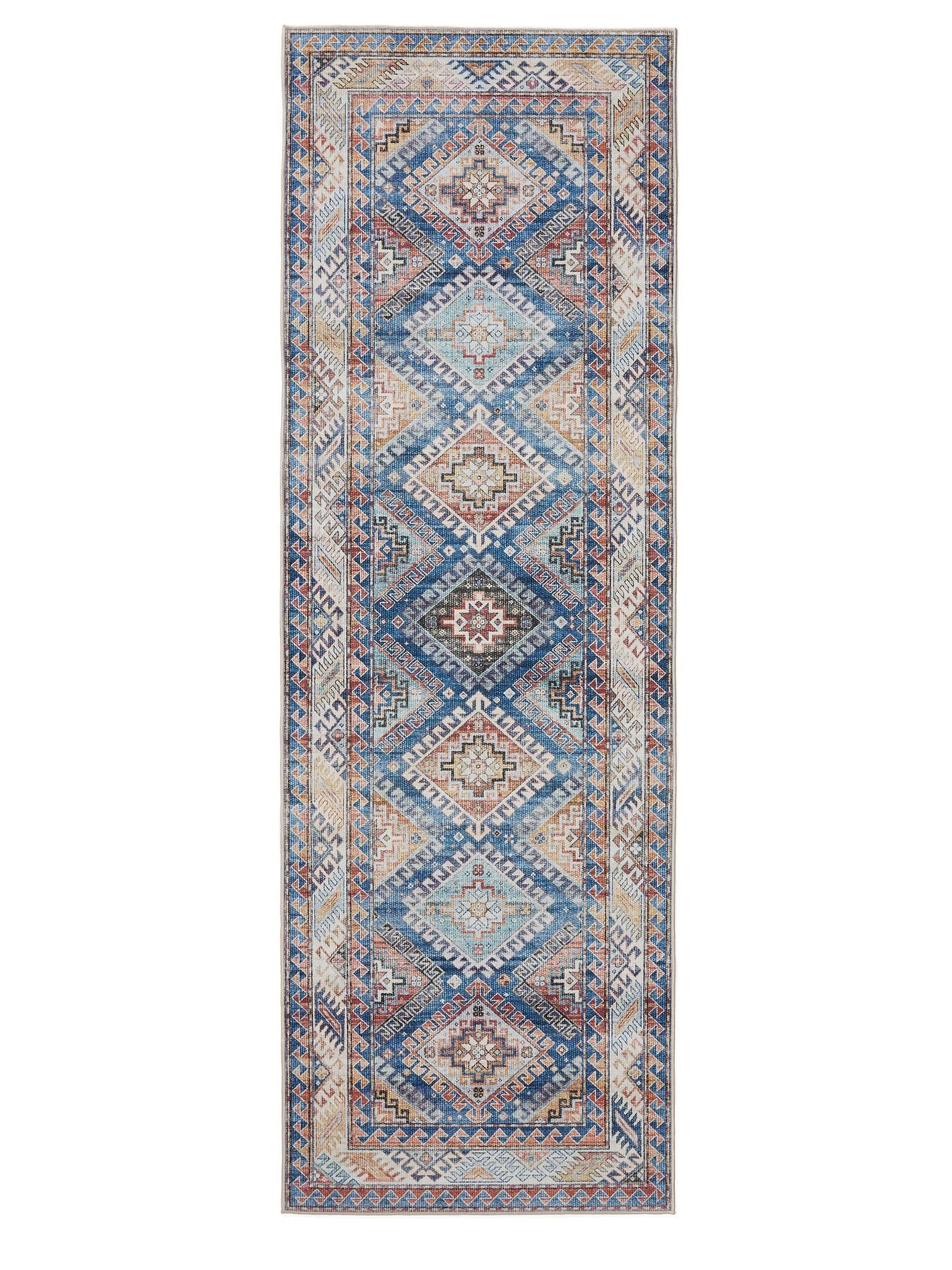 George mėlynos spalvos pailgas rombų raštais 80x240 cm