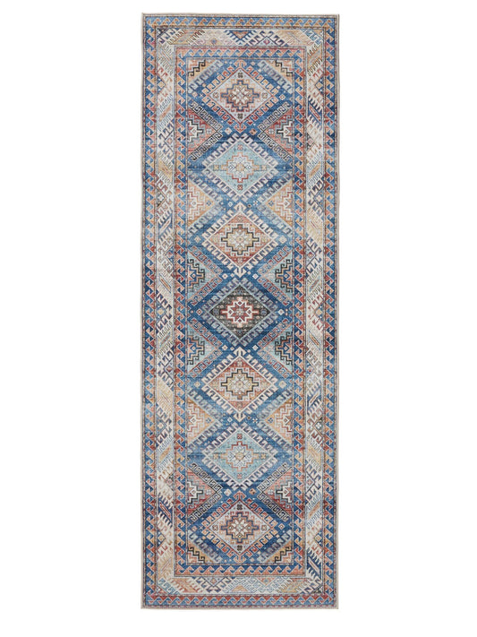 George mėlynos spalvos pailgas rombų raštais 80x240 cm