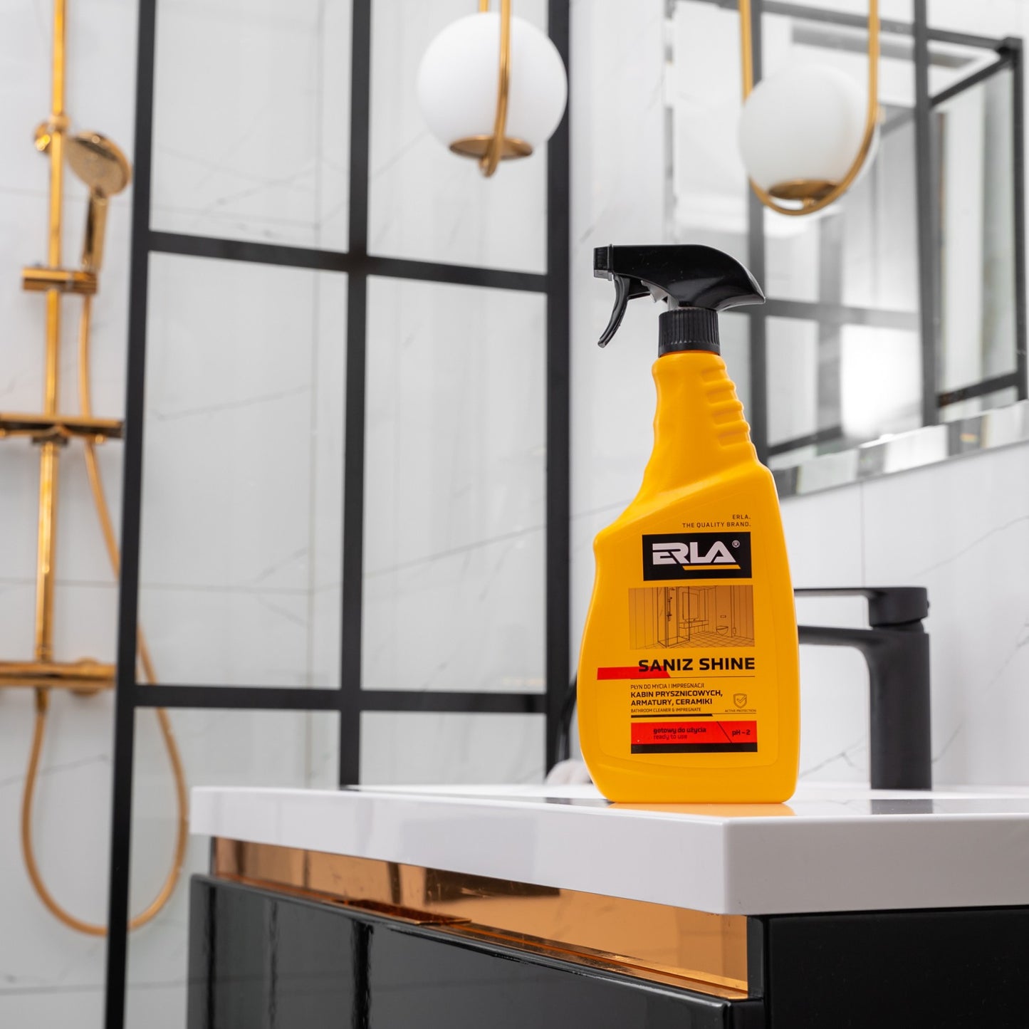 Vonios kambario valiklis citrinų rūgšties pagrindu - ERLA SANIZ SHINE 750 ml.