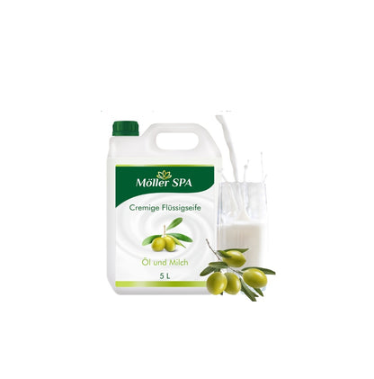Möller SPA kreminis skystas rankų muilas su pieno baltymais ir alyvuogių ekstraktu 5l.