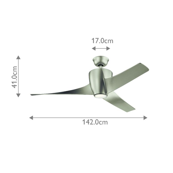 Šviestuvas su ventiliatoriumi Phree 142 cm – šlifuotas nikelis