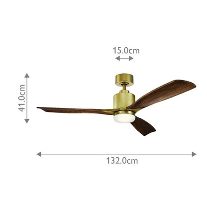 Šviestuvas su ventiliatoriumi Ridley II 132 cm – natūralus žalvaris