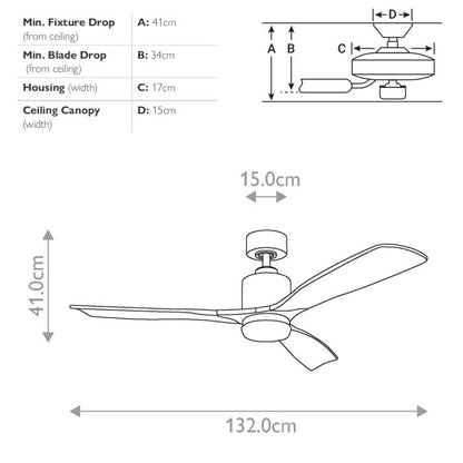 Šviestuvas su ventiliatoriumi Ridley II 132 cm – natūralus žalvaris