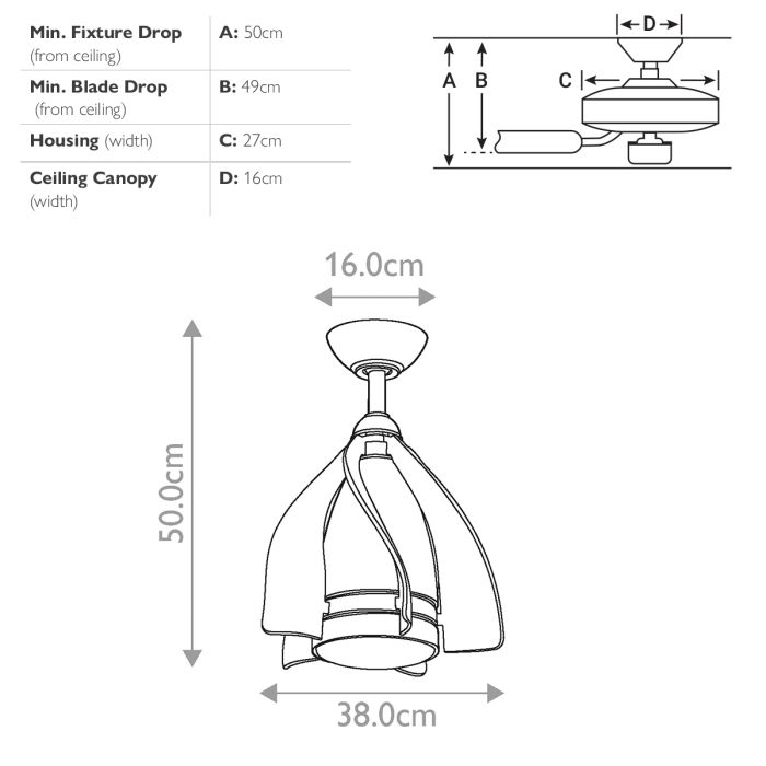 Šviestuvas su ventiliatoriumi Terna 38 cm – alyvinė bronza