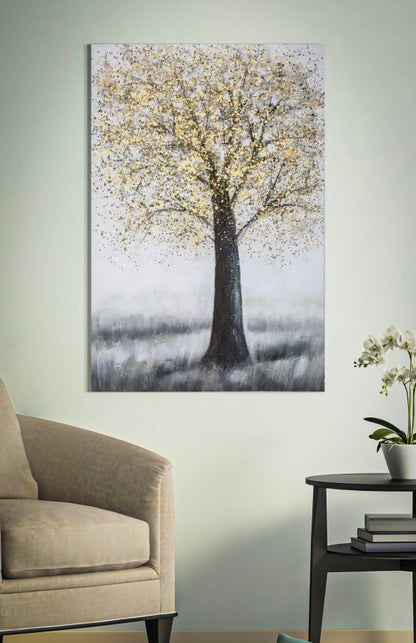 Paveikslas dažyta drobė Gold Tree 80x3.8x120 cm