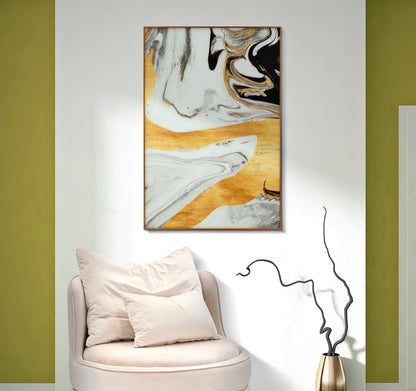 Paveikslas ant stiklo su rėmeliu Gold waves 80x3.5x120 cm