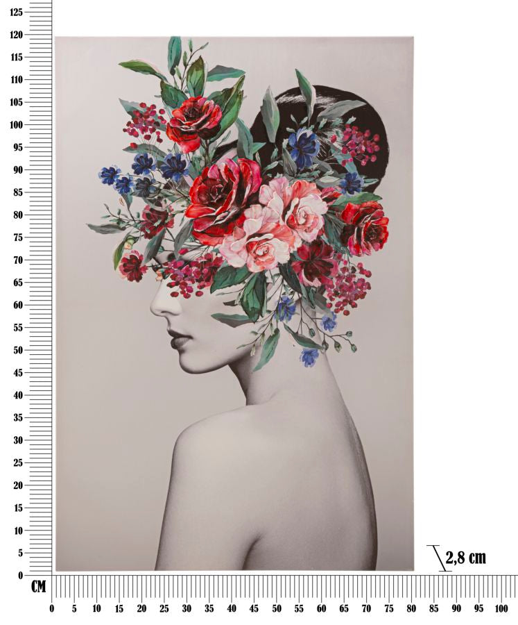 Paveikslas dažyta spausdinta drobė Lady Flower-B 80x2,8x120 cm