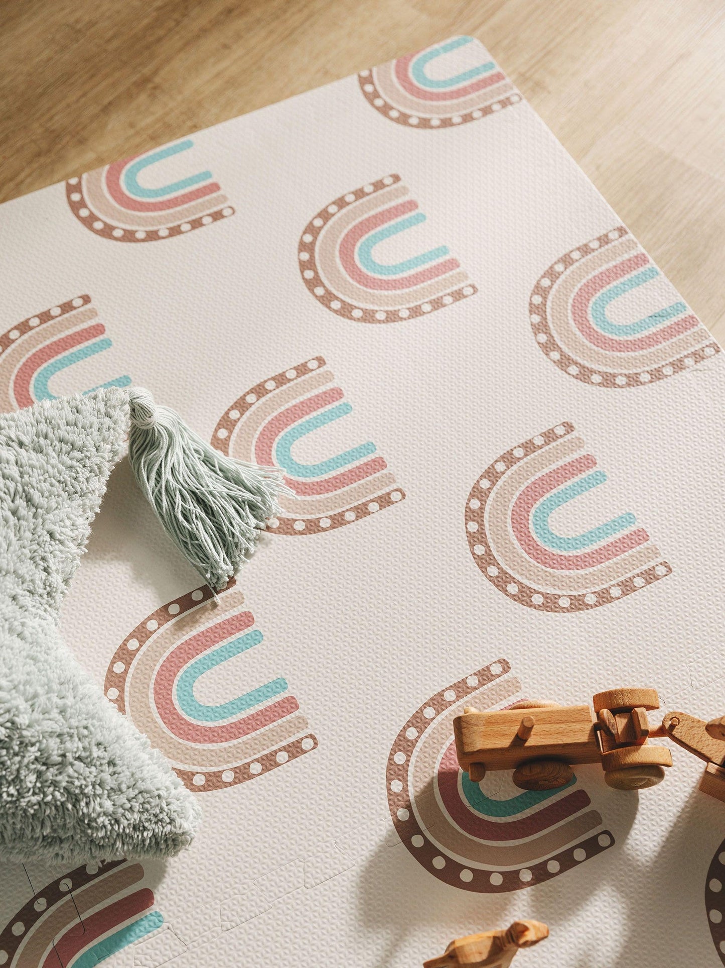 Vaikiškas Rainbow Stačiakampis Natūralios medžiagos Kilimas DS1